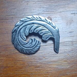 STERLING "Marked" Feather Brooch
